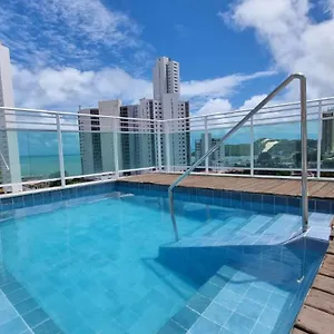  Apartamento Seamar Flat Rn Varandas- Completo Com Ar E Cozinha